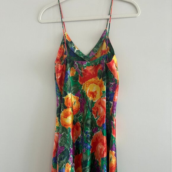 Vintage 80s Victoria’s Secret Gold Label Floral Slip Dress M - Picture 3 of 4